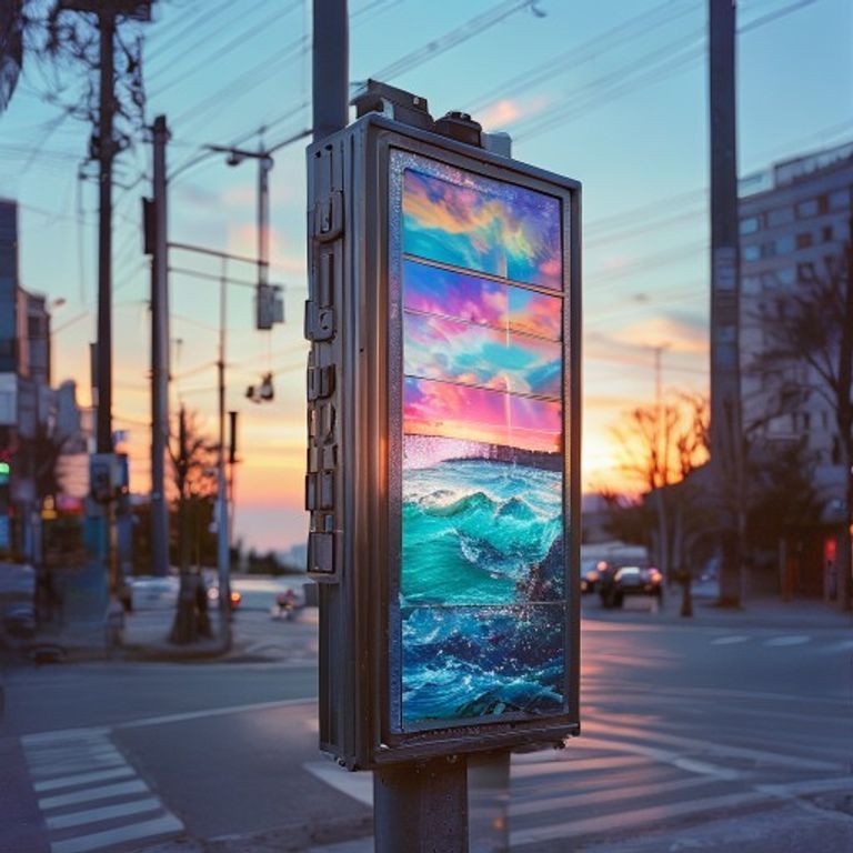 Traffic utility box wrapped in an ocean sunset vinyl print